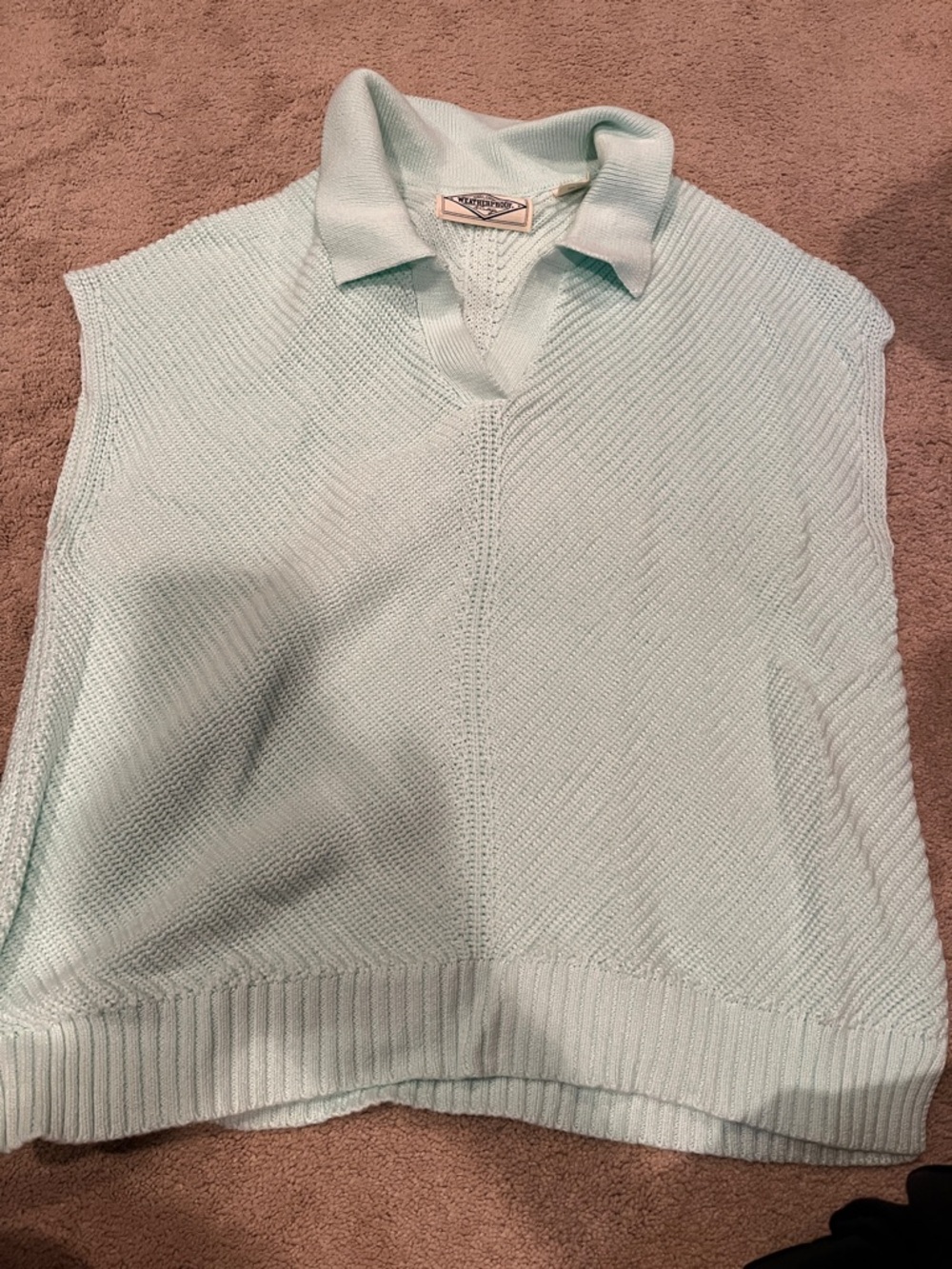 Weatherproof Light Mint Collared V-Neck Sweater Vest